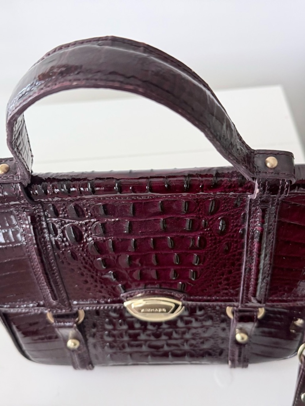 Brahmin Croc-Embossed Leather crossbody Bag in Deep Burgundy - Picture 4 of 8